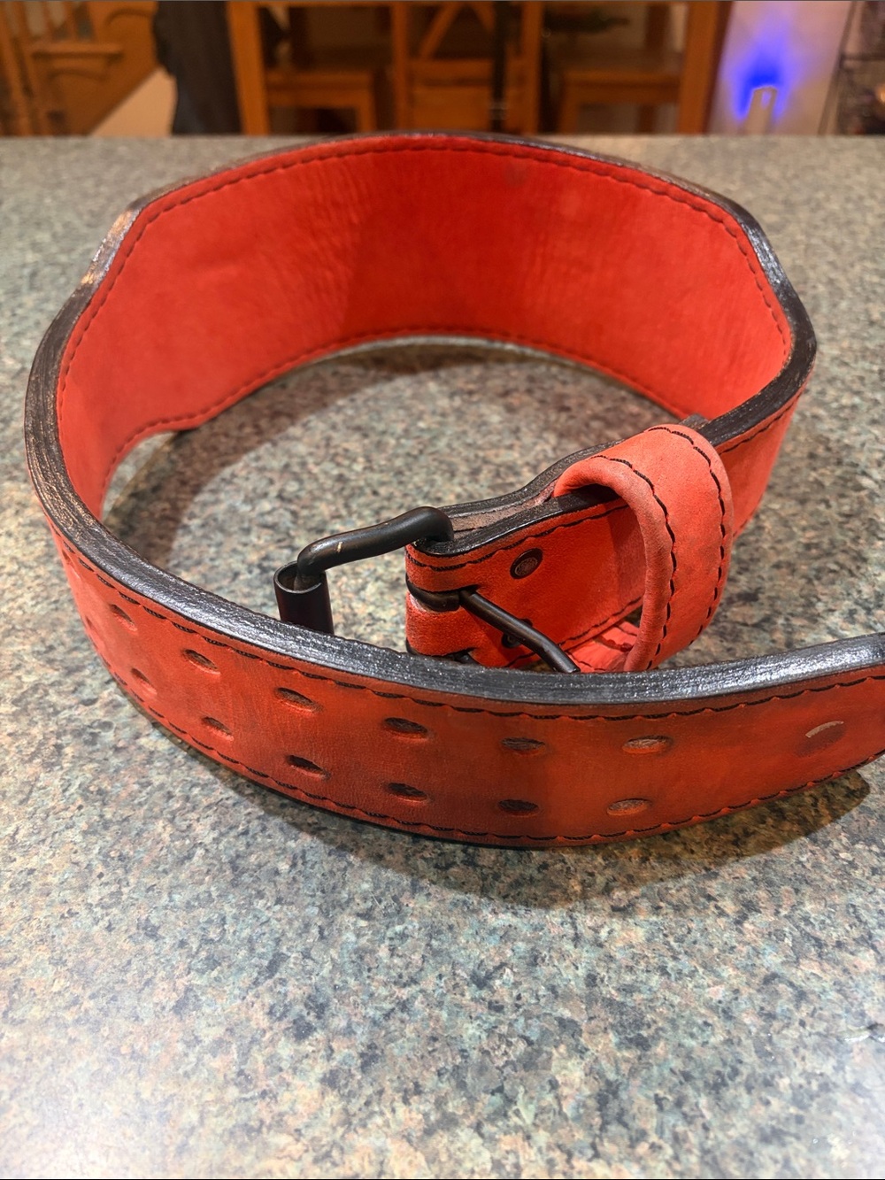 Inaka Power 10mm Red Leather Lifting Belt with Double Buckle